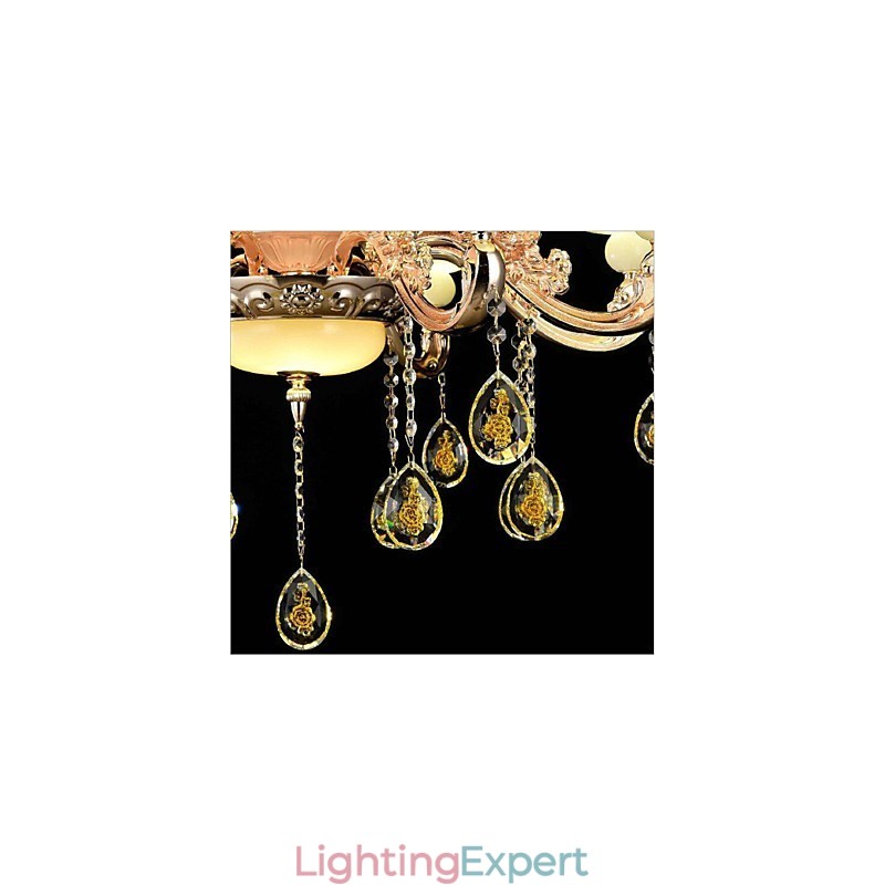 Traditional Classic Electroplated Feature for Crystal Mini Style Metal 8 Bulbs Chandelier