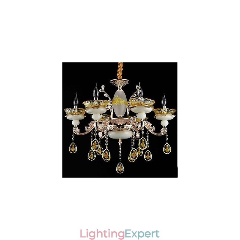 Traditional Classic Electroplated Feature for Crystal Mini Style Metal 8 Bulbs Chandelier