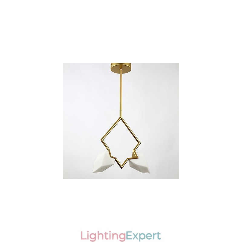 2 Light Post Modern Metal with Glass Peach Chandelier Lamp the Canteen Decorate Pendant Lamp
