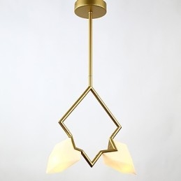 2 Light Post Modern Metal with Glass Peach Chandelier Lamp the Canteen Decorate Pendant Lamp
