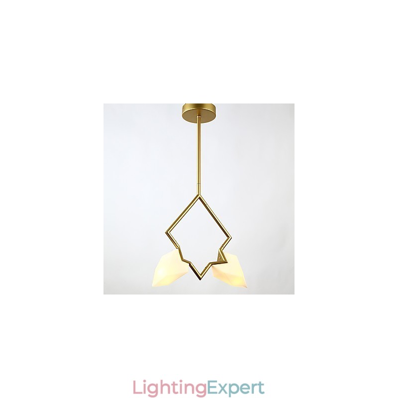 2 Light Post Modern Metal with Glass Peach Chandelier Lamp the Canteen Decorate Pendant Lamp