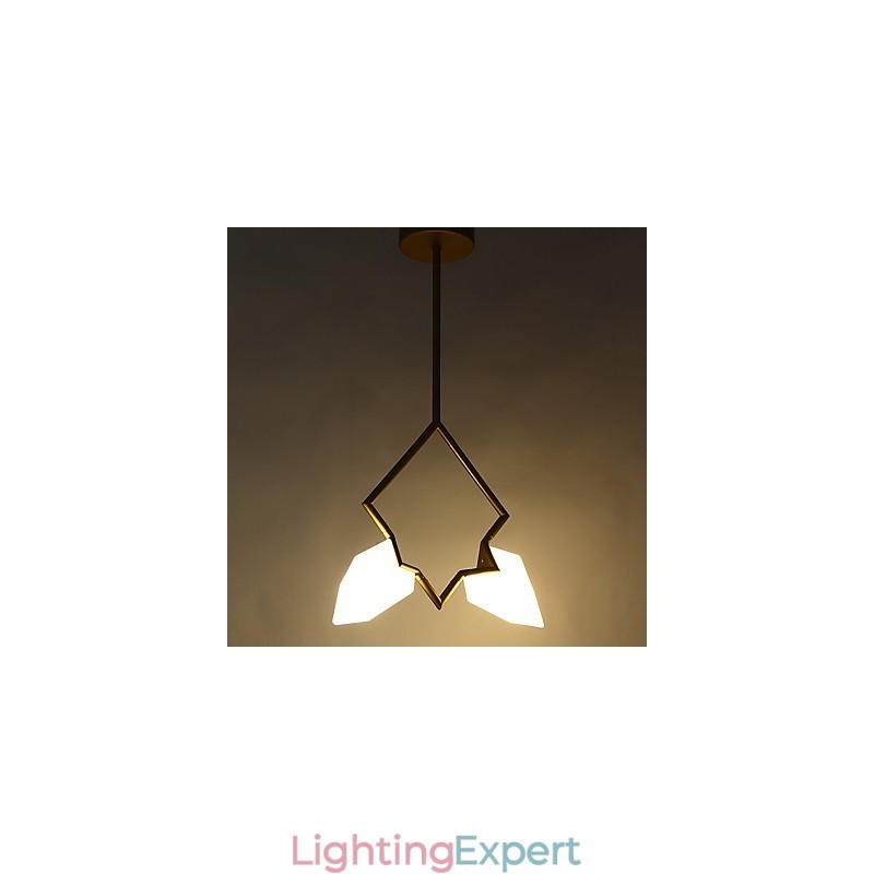 2 Light Post Modern Metal with Glass Peach Chandelier Lamp the Canteen Decorate Pendant Lamp