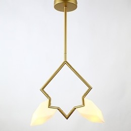 2 Light Post Modern Metal with Glass Peach Chandelier Lamp the Canteen Decorate Pendant Lamp