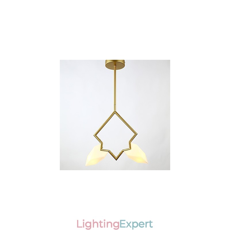 2 Light Post Modern Metal with Glass Peach Chandelier Lamp the Canteen Decorate Pendant Lamp