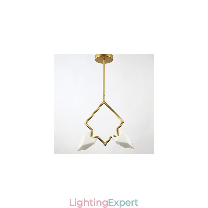 2 Light Post Modern Metal with Glass Peach Chandelier Lamp the Canteen Decorate Pendant Lamp