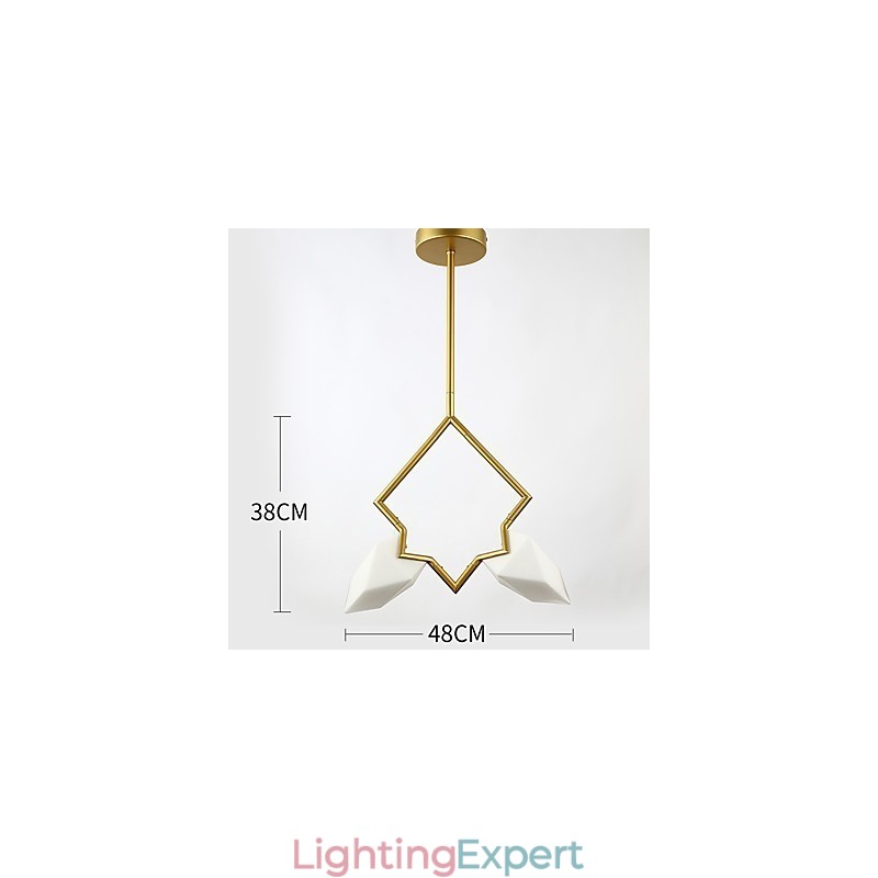 2 Light Post Modern Metal with Glass Peach Chandelier Lamp the Canteen Decorate Pendant Lamp