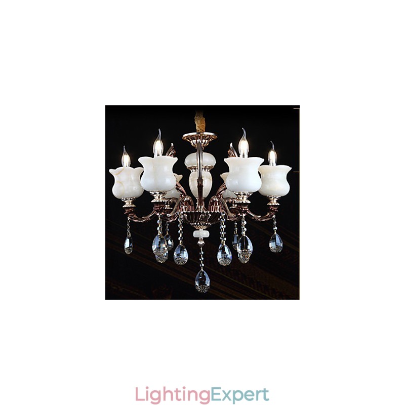 Jade Zinc Alloy Pendant lamp 6 Light Chandelier