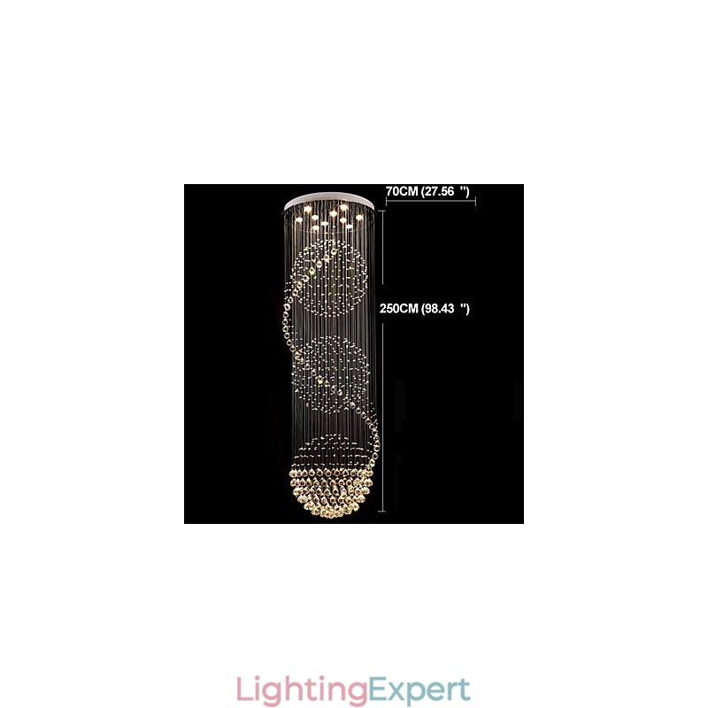 10 Light 2.5 Meter Length Long Drop Rain Drop Teardrop Modern Crystal Ceiling Chandelier Indoor Pendant Light