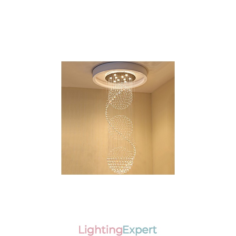 10 Light 2.5 Meter Length Long Drop Rain Drop Teardrop Modern Crystal Ceiling Chandelier Indoor Pendant Light