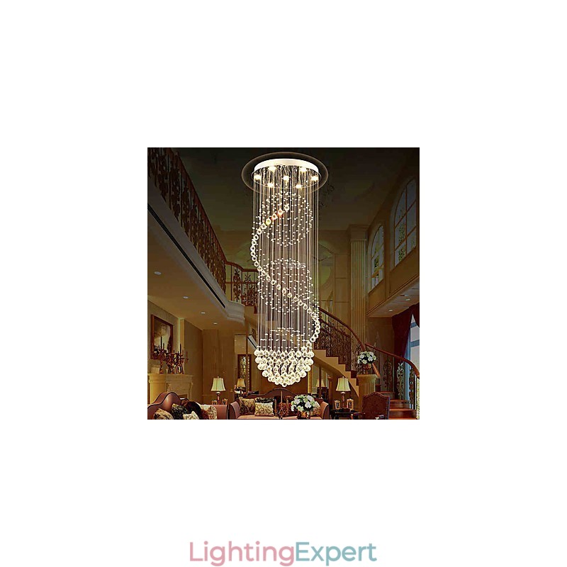 10 Light 2.5 Meter Length Long Drop Rain Drop Teardrop Modern Crystal Ceiling Chandelier Indoor Pendant Light