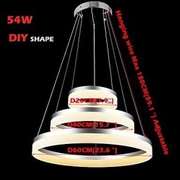 Round Chandelier Lights Lighting Modern Acrylic Lamps Luxurious Three Rings Ceiling Light Fixtures