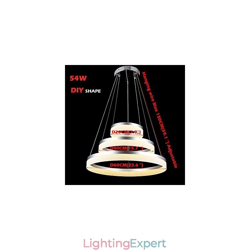 Round Chandelier Lights Lighting Modern Acrylic Lamps Luxurious Three Rings Ceiling Light Fixtures