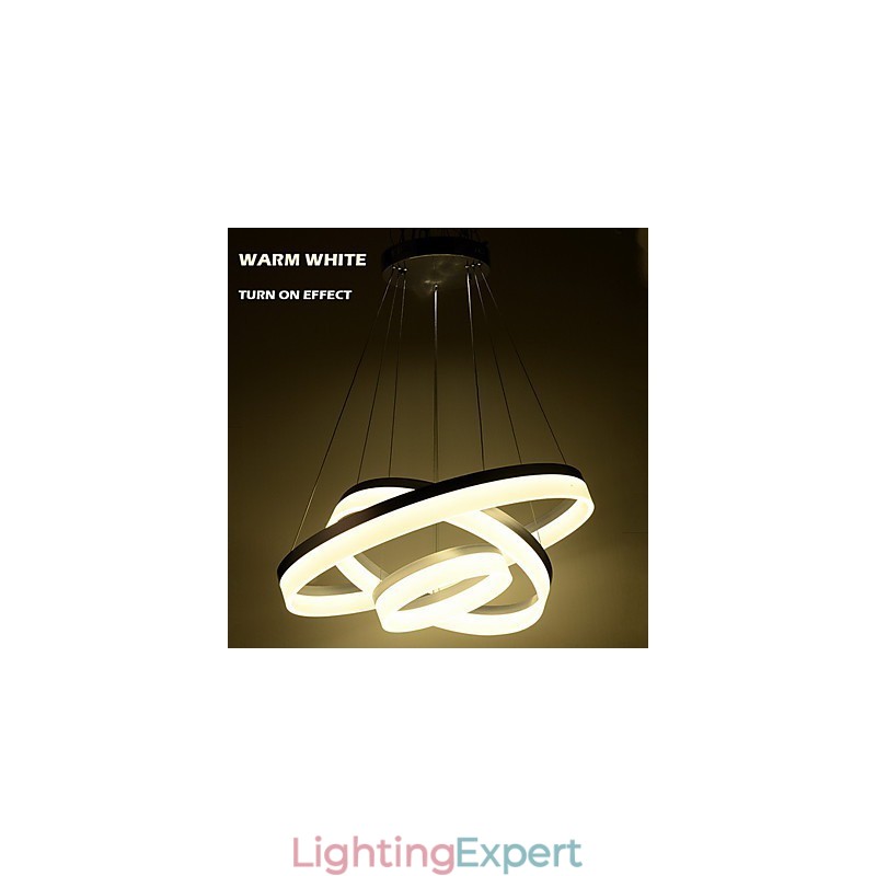 Round Chandelier Lights Lighting Modern Acrylic Lamps Luxurious Three Rings Ceiling Light Fixtures