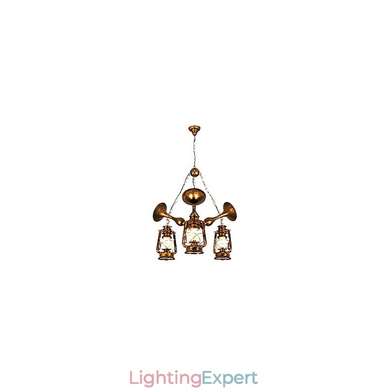 Rustic Lodge Vintage Retro Country Globe Painting Feature for Mini Style Designers Metal Chandelier