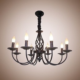 European Simple Iron Lamp Candle Lamp 8 Chandelier