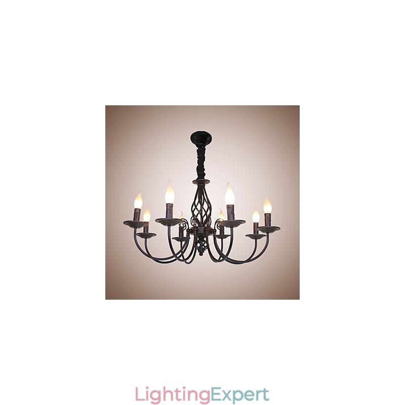 European Simple Iron Lamp Candle Lamp 8 Chandelier