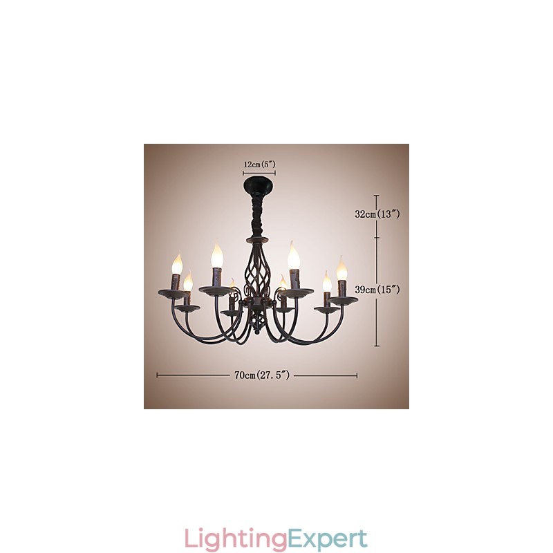 European Simple Iron Lamp Candle Lamp 8 Chandelier