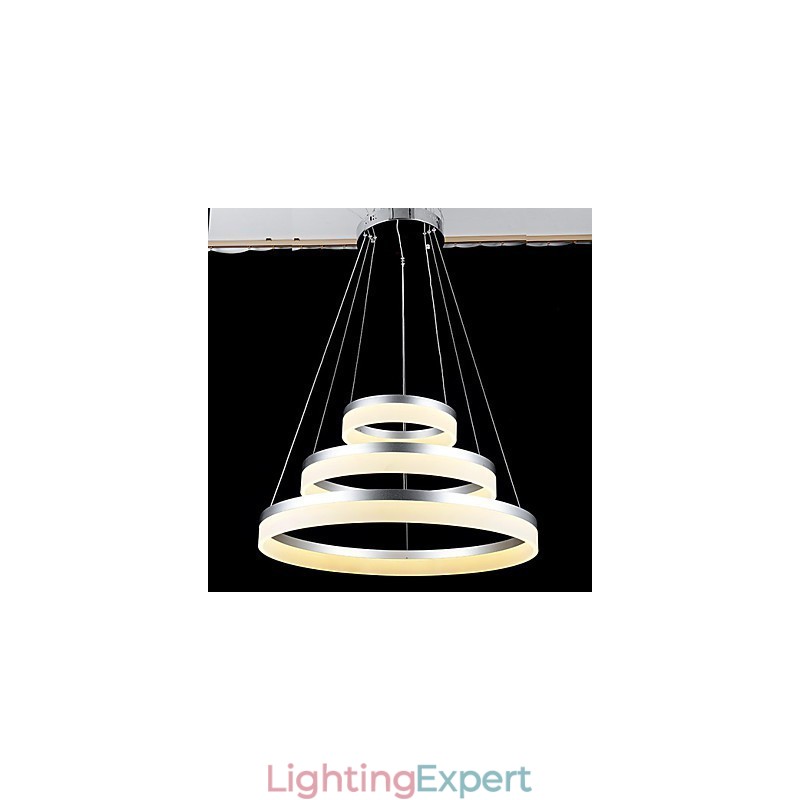 Round Chandelier Lights Lighting Modern Acrylic Lamps Luxurious Three Rings Ceiling Light Fixtures