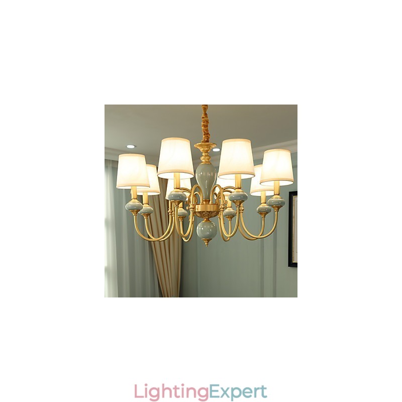 Chandelier Traditional Classic Country Brass Feature for Mini Style Metal 8 Bulbs