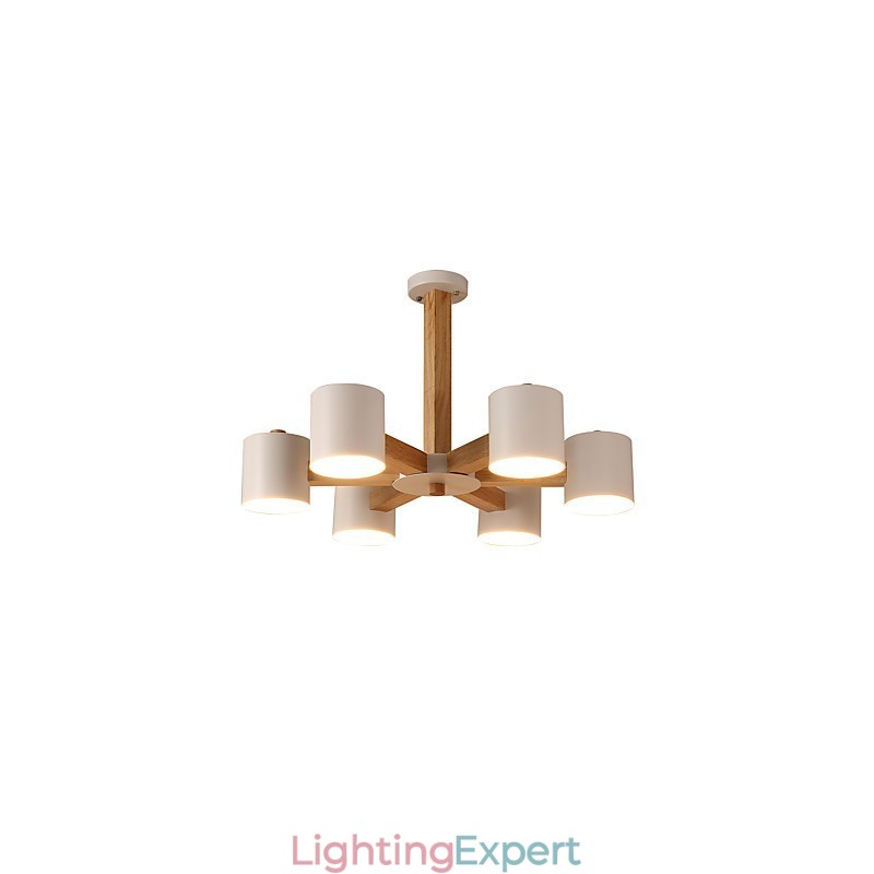 6 Lights Chandelier Modern Contemporary Traditional Classic Vintage Country Wood Feature for Wood