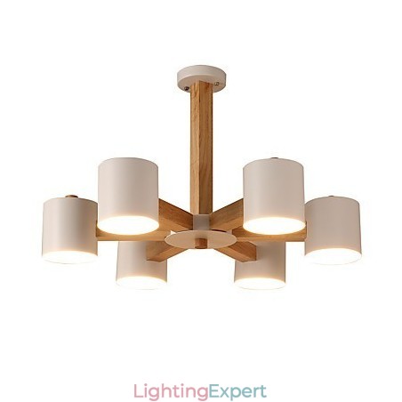 6 Lights Chandelier Modern Contemporary Traditional Classic Vintage Country Wood Feature for Wood
