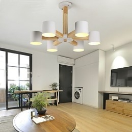 6 Lights Chandelier Modern Contemporary Traditional Classic Vintage Country Wood Feature for Wood