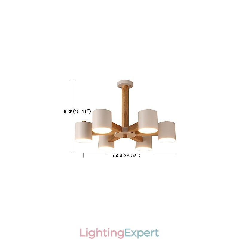 6 Lights Chandelier Modern Contemporary Traditional Classic Vintage Country Wood Feature for Wood