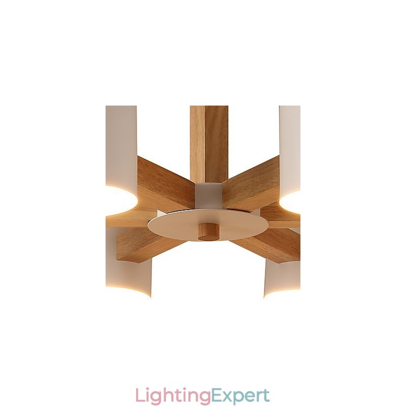 6 Lights Chandelier Modern Contemporary Traditional Classic Vintage Country Wood Feature for Wood