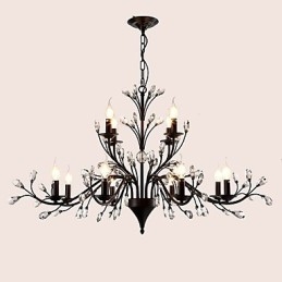 12 Lights Crystal Chandelier Modern Contemporary Traditional Classic Vintage Retro Country Painting Feature