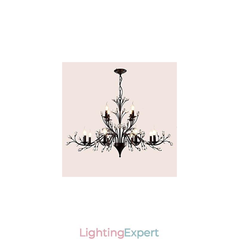 12 Lights Crystal Chandelier Modern Contemporary Traditional Classic Vintage Retro Country Painting Feature