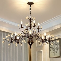 12 Lights Crystal Chandelier Modern Contemporary Traditional Classic Vintage Retro Country Painting Feature