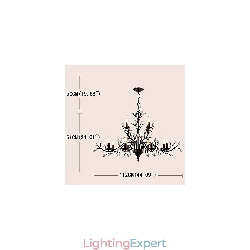 12 Lights Crystal Chandelier Modern Contemporary Traditional Classic Vintage Retro Country Painting Feature