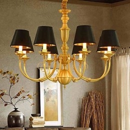 Chandelier Traditional Classic Country Brass Feature for Mini Style Metal 8 Bulbs