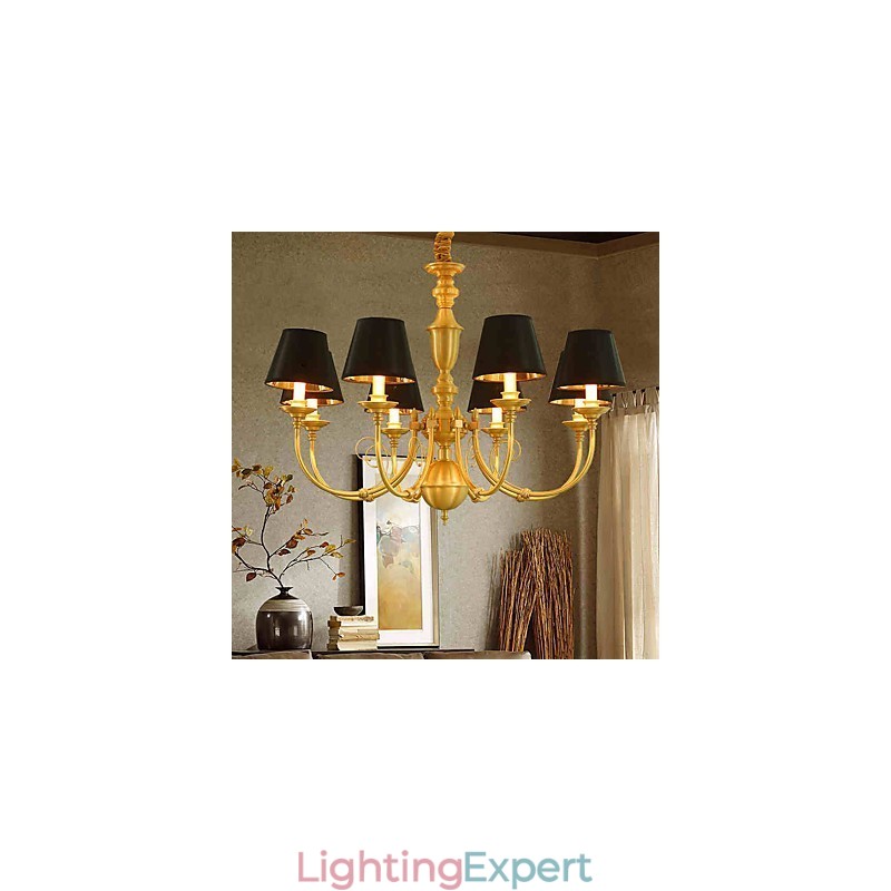Chandelier Traditional Classic Country Brass Feature for Mini Style Metal 8 Bulbs