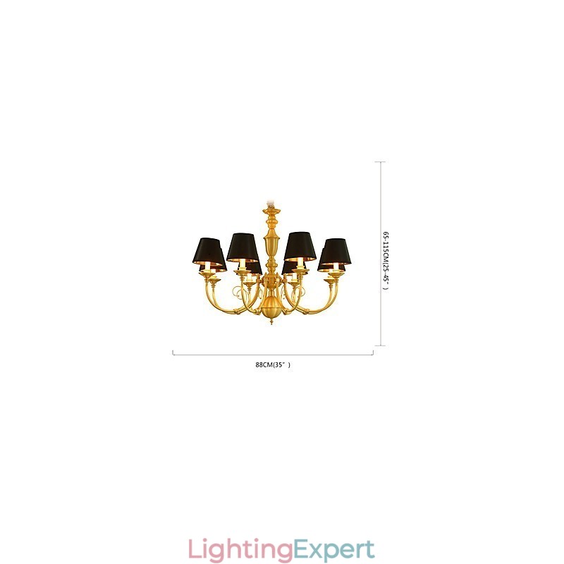 Chandelier Traditional Classic Country Brass Feature for Mini Style Metal 8 Bulbs