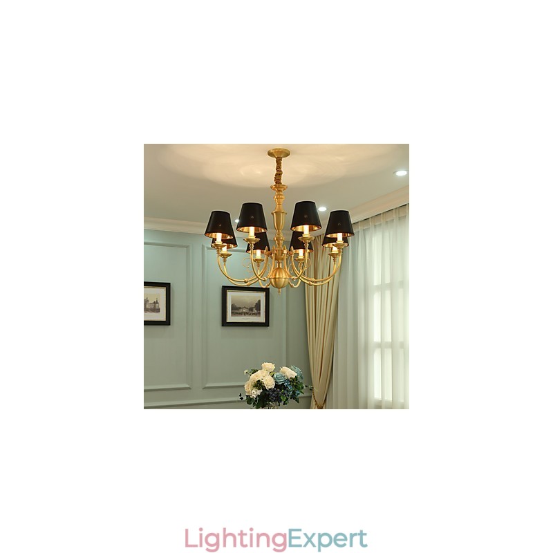 Chandelier Traditional Classic Country Brass Feature for Mini Style Metal 8 Bulbs