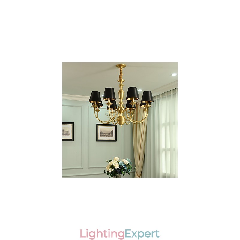 Chandelier Traditional Classic Country Brass Feature for Mini Style Metal 8 Bulbs