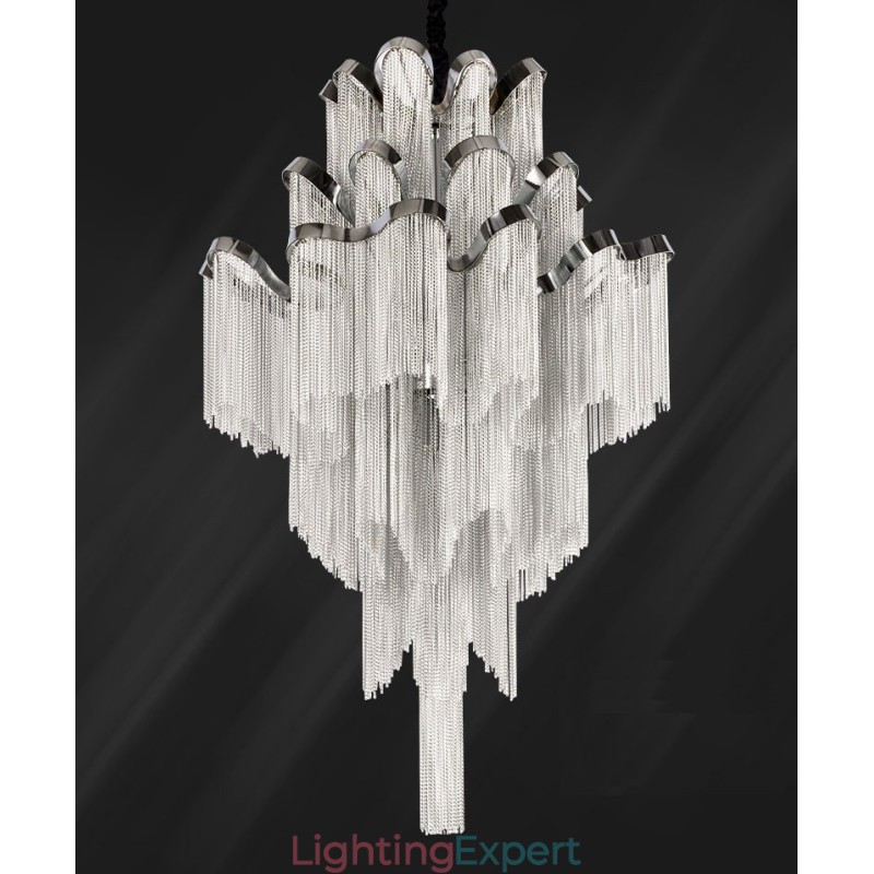 Aluminum Stream Chandelier Designer Pendant Light Silver Colour Spiral Staircase staircase