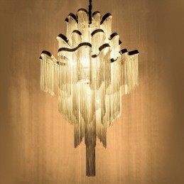 Aluminum Stream Chandelier Designer Pendant Light Silver Colour Spiral Staircase staircase