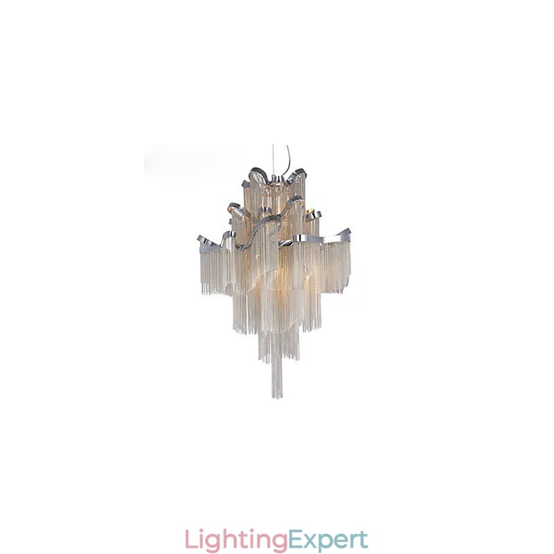 Aluminum Stream Chandelier Designer Pendant Light Silver Colour Spiral Staircase staircase