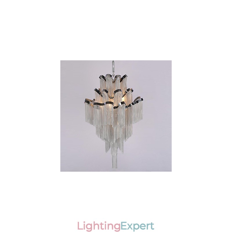 Aluminum Stream Chandelier Designer Pendant Light Silver Colour Spiral Staircase staircase