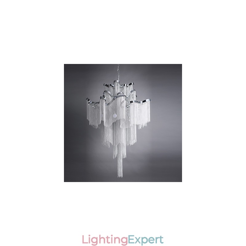 Aluminum Stream Chandelier Designer Pendant Light Silver Colour Spiral Staircase staircase