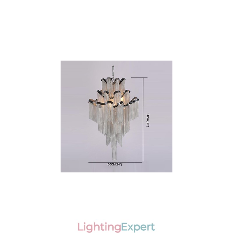 Aluminum Stream Chandelier Designer Pendant Light Silver Colour Spiral Staircase staircase