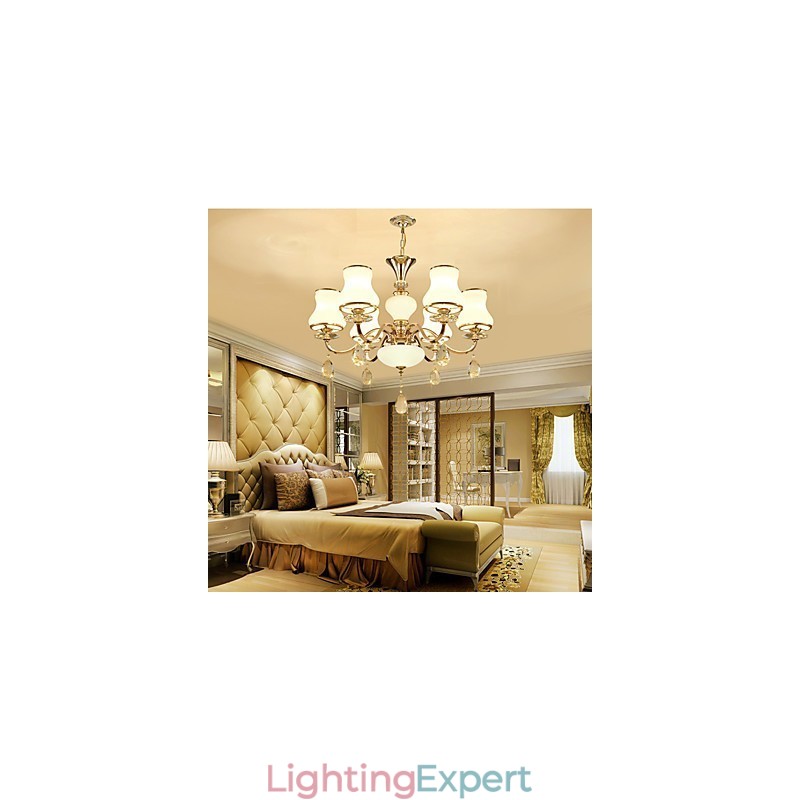 Chandelier Modern Contemporary Electroplated Feature for Crystal Metal
