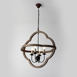 Vintage Metal Amercian Industrial Loft Painting Color Wooden Chandelier Lamp the Indoor Decorate Pendant Lamp