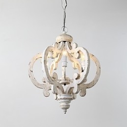 Vintage Painting Feature Mini Style Wood Bamboo Chandelier Lamp the Decorate Pendant Lamp