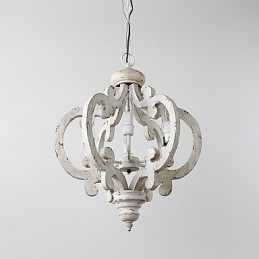 Vintage Painting Feature Mini Style Wood Bamboo Chandelier Lamp the Decorate Pendant Lamp