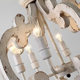 Vintage Painting Feature Mini Style Wood Bamboo Chandelier Lamp the Decorate Pendant Lamp
