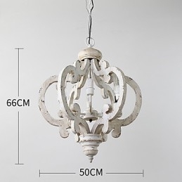 Vintage Painting Feature Mini Style Wood Bamboo Chandelier Lamp the Decorate Pendant Lamp