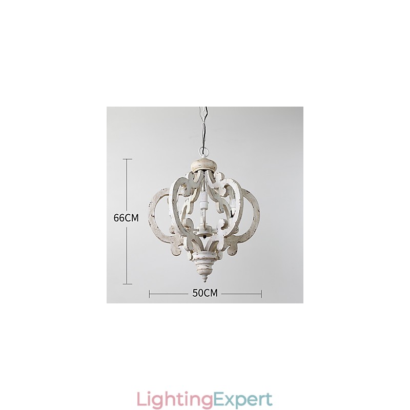 Vintage Painting Feature Mini Style Wood Bamboo Chandelier Lamp the Decorate Pendant Lamp